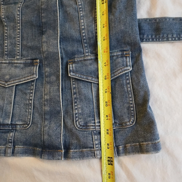 Spanx Tie-Front Summer Denim Jean Shirt Jacket Twilight Indigo Shacket - Picture 7 of 15